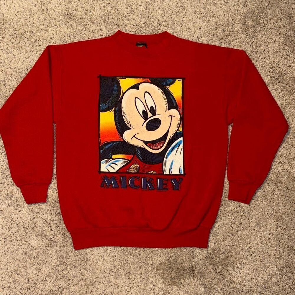 Vintage Mickey Mouse Unlimited Crewneck Red Sweatshirt Medium‎